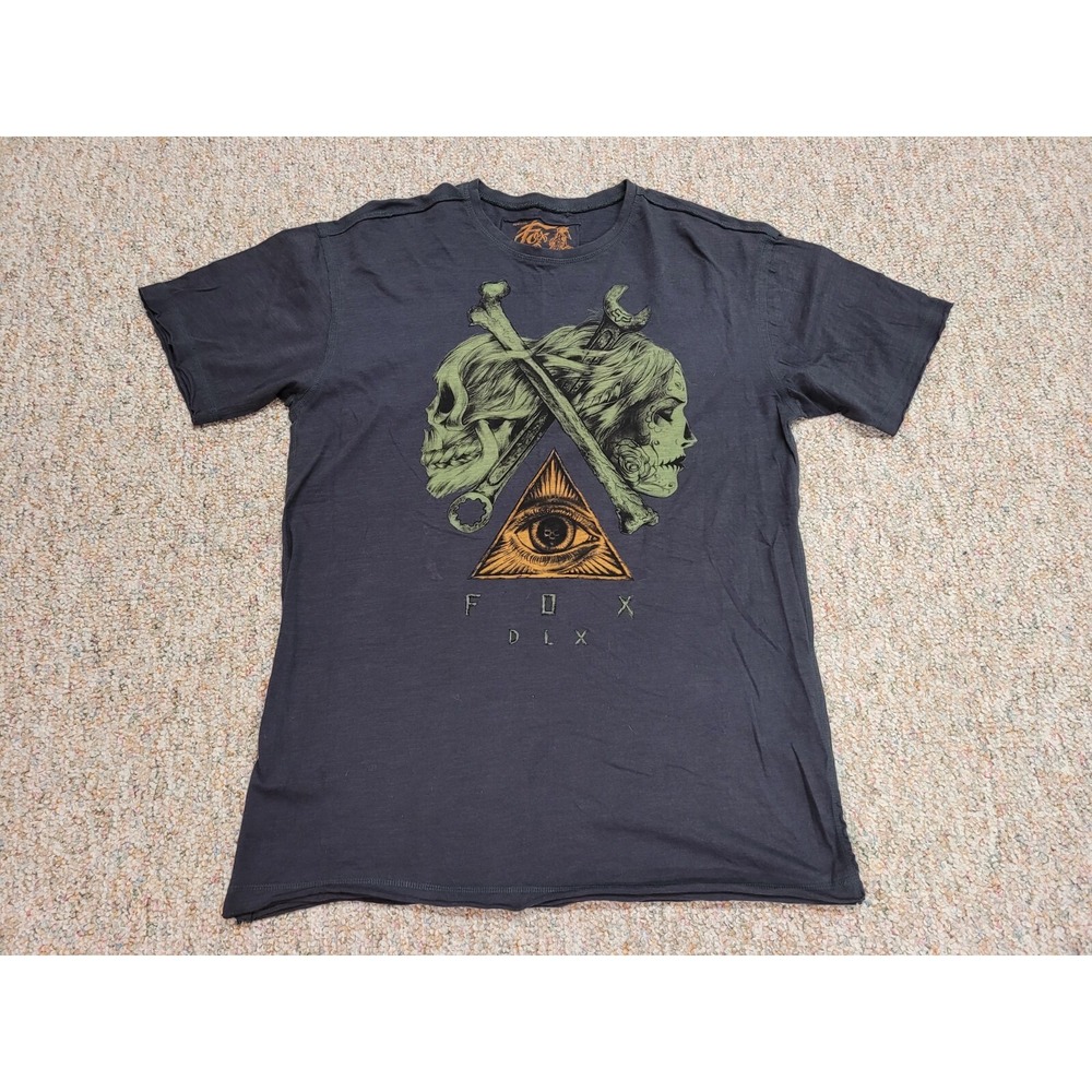 Fox Racing Deluxe Shirt Mens XL Black Skull Illuminati Motocross Streetwear